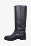 Fendi Black Leather FF Logo Knee High Boots Size 38.5