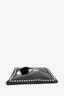 Fendi Black Leather Karl Stud/Mink Fur Embellished Zip Pouch