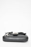 Fendi Black Leather Silver Floral Embellished Micro Baguette Crossbody Bag with Silver Chain