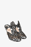 Fendi Black Leather/Suede Flower Eyelet Cut-Out Heels sz 37