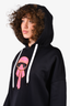 Fendi Black Neoprene Hoodie with Neon Pink Karl Decal Size 42