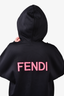 Fendi Black Neoprene Hoodie with Neon Pink Karl Decal Size 42