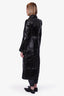 Fendi Black Patent Lamb Fur Single Breasted Coat Size 36