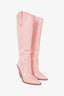 Fendi Pink Crocodile Embossed Ankle Boots Size 38