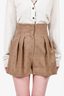Fendi Tan Cashmere/Wool 'FF' Shorts Size 36