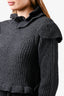 Ganni Grey Wool Ruffle Detailed Open Back Top Size M