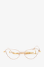 Gentle Monster Gold Thin Framed Cat Eye Sunglasses w/ Gold Chain