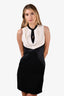 Givenchy 2012 Black/White Silk V-Neck Knee Length Dress Size 38
