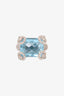 Gucci 18K White Gold Blue Topaz Ring with Diamonds