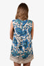 Gucci 2019 Ivory/Blue Printed Silk 'Paris Chez Antoinette' Sleeveless Dress Size 40