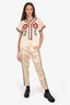 Gucci Beige 'Loved' Embroidered Duchesse Baseball Shirt &Pants Set 'As Is'