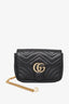 Gucci Black Calfskin Matelasse Pearly GG Marmont Chain Belt Bag