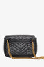 Gucci Black Calfskin Matelasse Pearly GG Marmont Chain Belt Bag