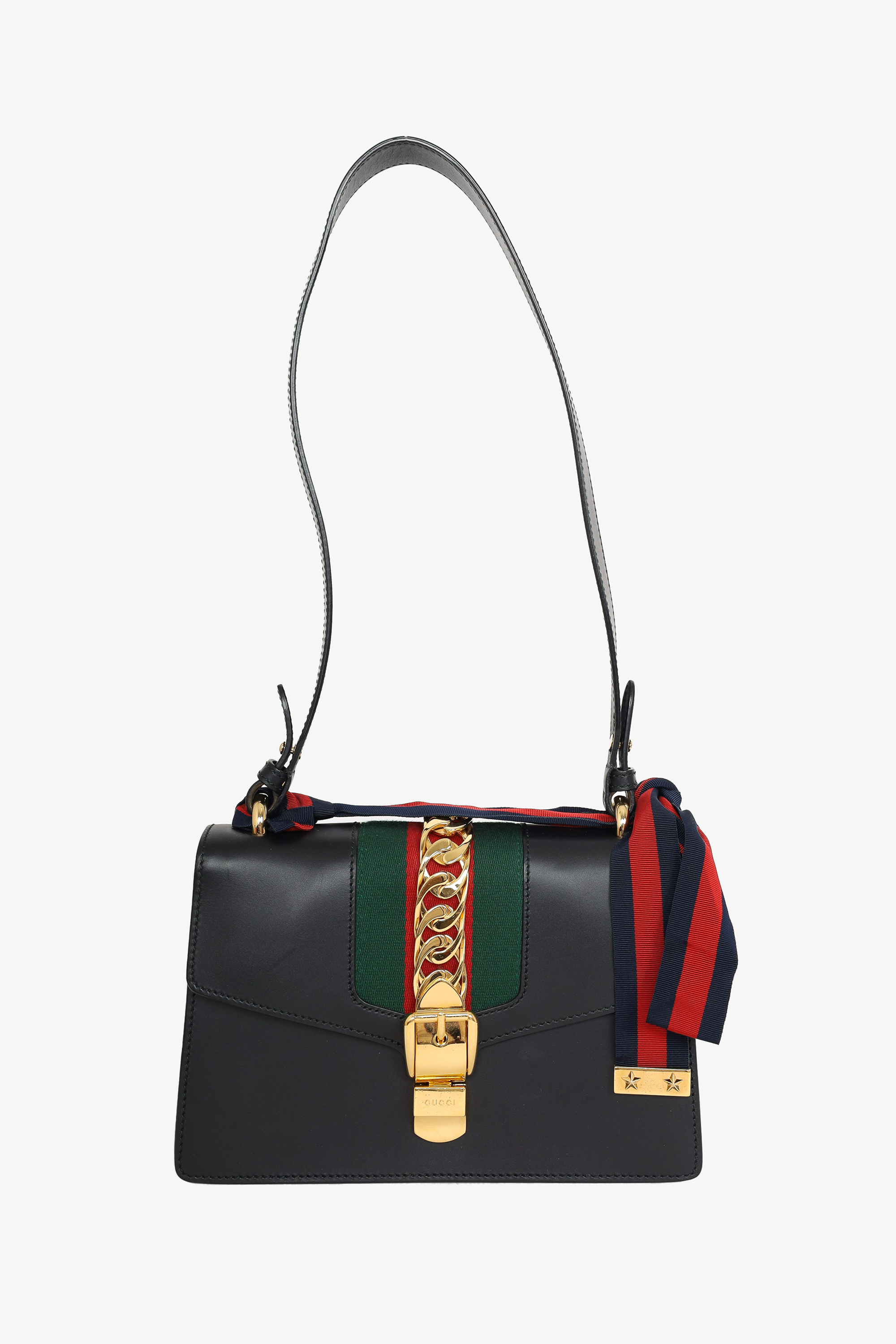 Gucci Black Calfskin Sylvie Shoulder Bag – Mine Yours