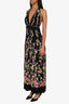 Gucci Black Floral Print Maxi Dress with Pearl Embellished Size 42