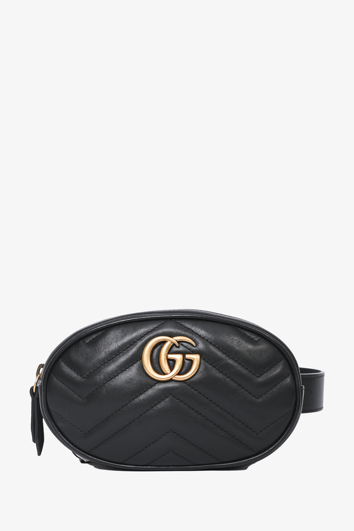 Gucci Black Leather GG Marmont Matelasse Belt Bag Mine Yours
