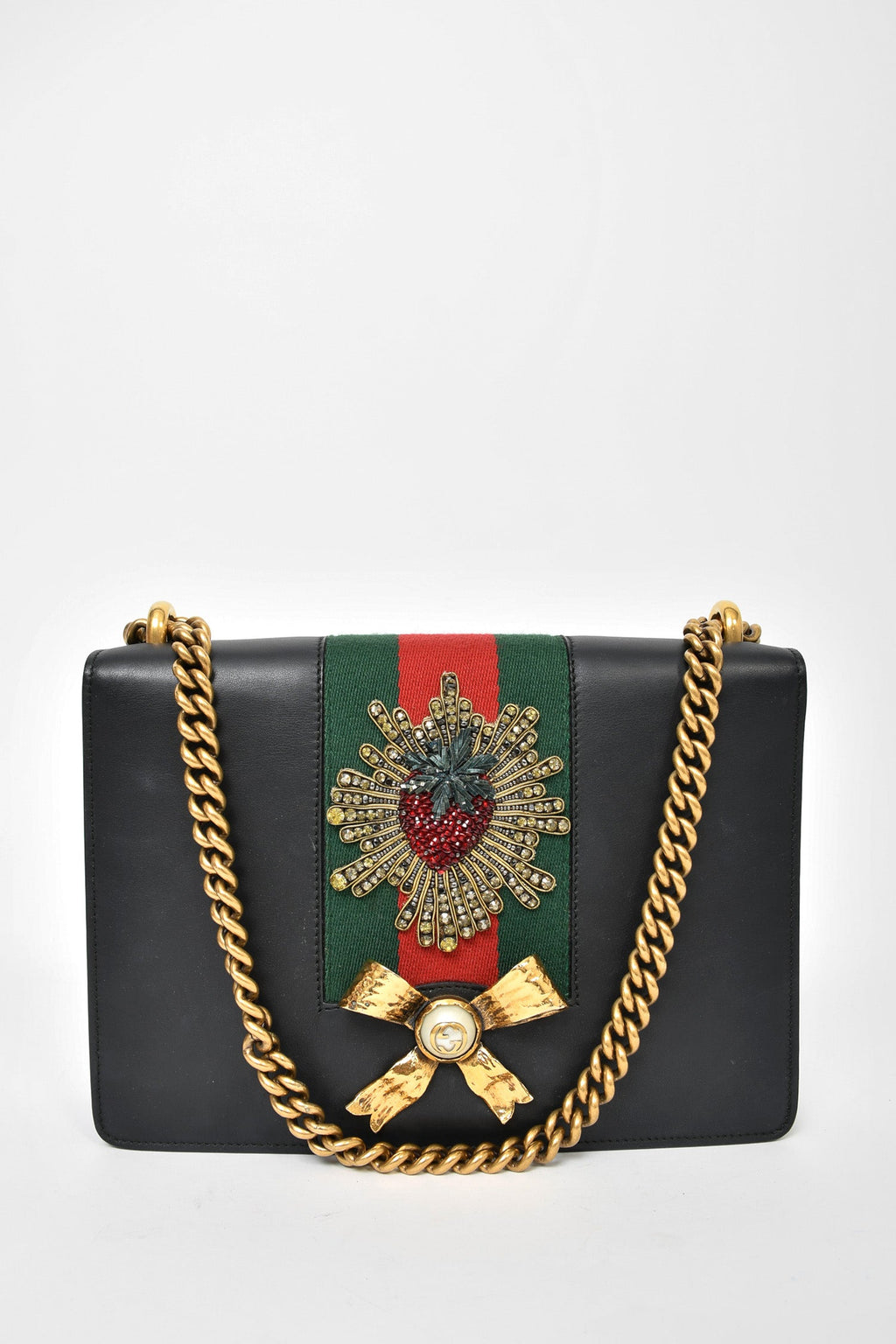 gucci GG chain strap leather bag — bows & sequins