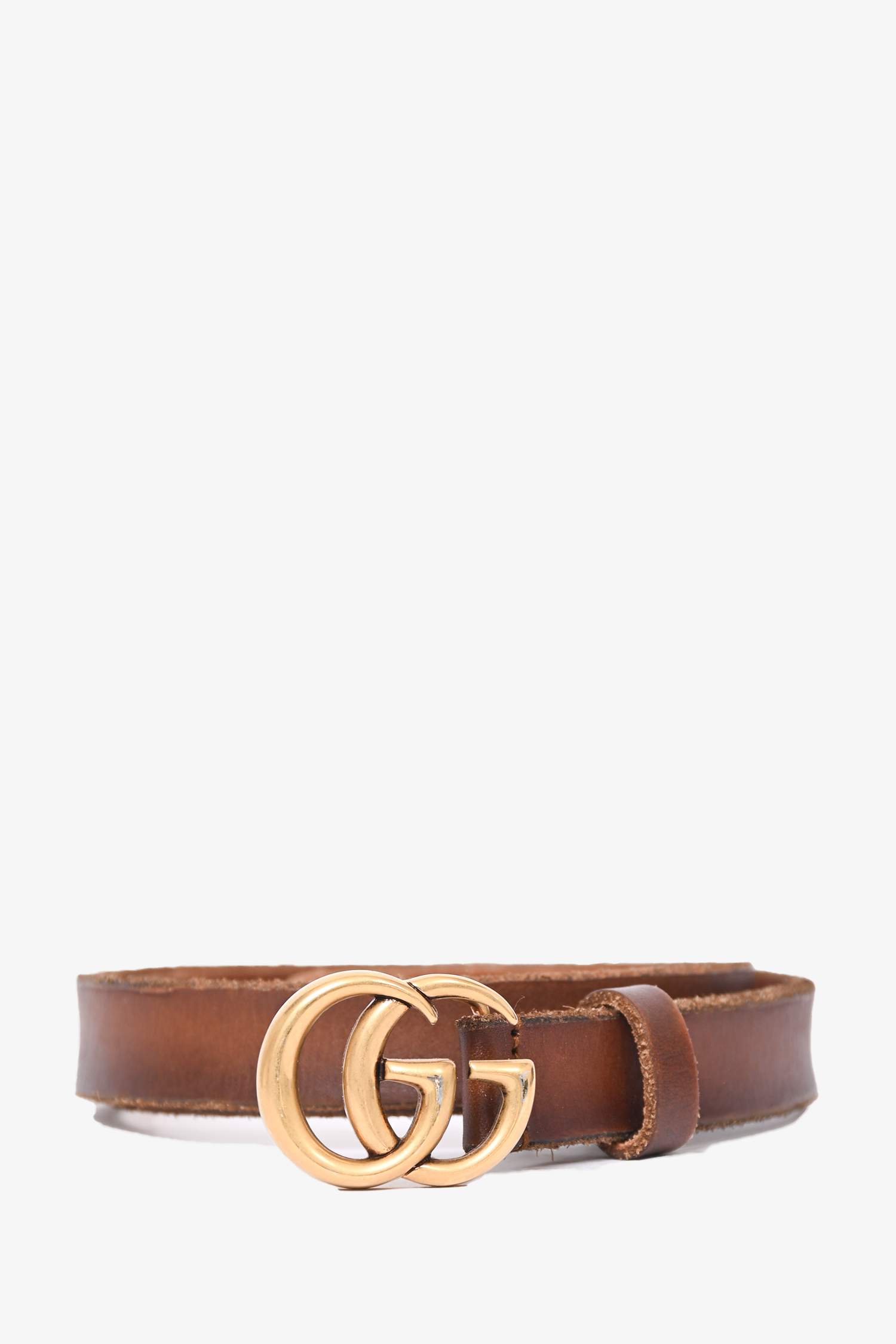 Gucci Brown Distressed Leather Marmont 0.8 Belt Size 75
