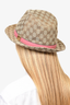 Gucci Brown GG Canvas Fedora Hat With Pink Leather Trim