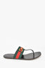 Gucci  Brown Leather Web Accent Horsebit Sandals Size 36.5