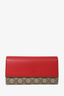 Gucci Brown Supreme Canvas/Red Leather Long Wallet