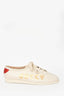 Gucci Cream/Gold Star Leather 'Guccy' Falacer Low Top Sneakers Size 42 Mens