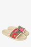 Gucci Cream Leather Guccisima Floral Slides Size 38 (As Is)