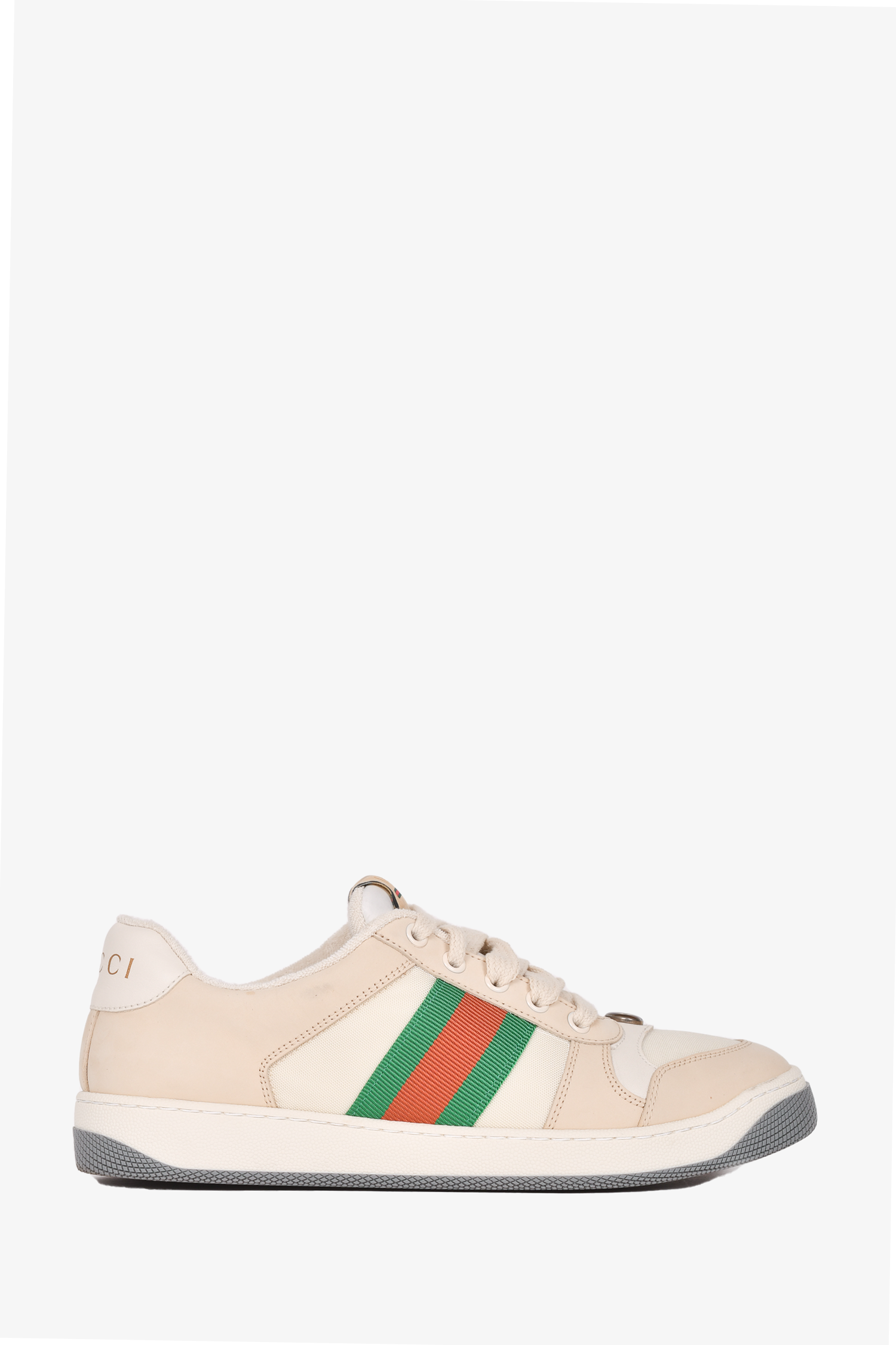 Gucci Cream Leather Screener Sneaker Size 39.5 Mine Yours