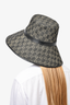 Gucci Dark Grey/Beige Denim GG Canvas Leather Trim Wide Brim Hat
