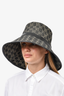 Gucci Dark Grey/Beige Denim GG Canvas Leather Trim Wide Brim Hat