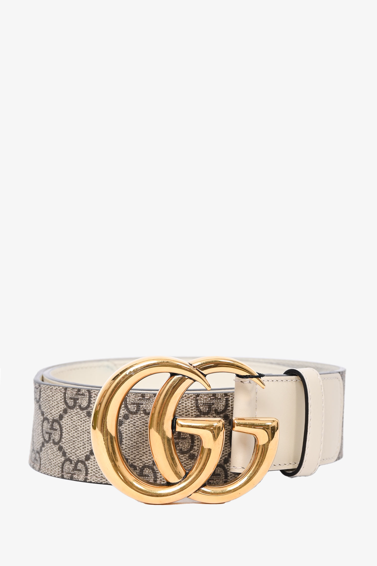 Gucci white leather belt shop