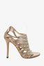 Gucci Gold Satin Crystals Strappy Sandals Size 39.5