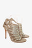 Gucci Gold Satin Crystals Strappy Sandals Size 39.5