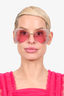 Gucci Pink/Gold Embellished Wavy Sunglasses