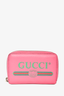 Gucci Pink Leather Web Logo Zip Wallet