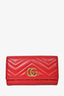 Gucci Red Chevron Leather Marmont Long Flap Wallet