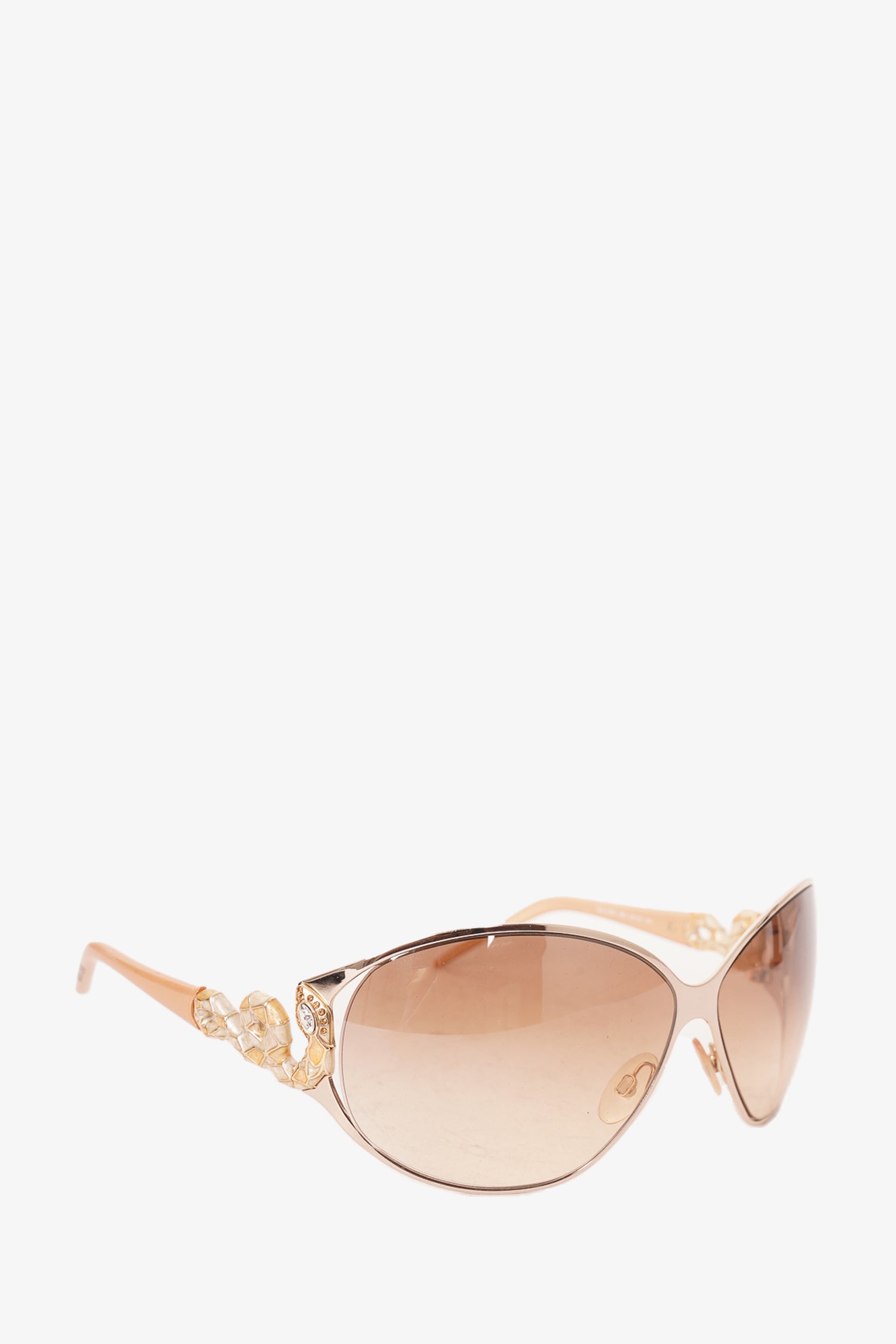 Roberto Cavalli Cream Round Gold Curvy Snake Statement Gradient Sunglasses NEW ROBERTO CAVALLI Vintage women sunglasses glasant, snake  main image 2