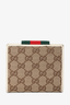 Gucci White Leather/Canvas GG Supreme Horsebit Compact Wallet