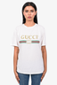 Gucci White Logo S/S T-Shirt w/ Embroidered Flower Patch Size XS