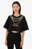 H&Moschino Black Chain Embellished Cropped T-Shirt Size M