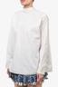 Haider Ackermann White Cotton Poplin Blouse with Tie Back Size 38