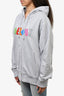 Helmut Lang Grey/Multicolour Logo Zip Up Hoodie Size M Mens
