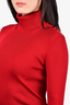 Helmut Lang Red Ribbed Sheer Accent Turtleneck Sweater Size M
