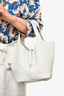 Hermes 2019 White Clemence Leather Picotin 22 with Leather Wrapped Lock