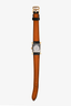 Hermes Gold Black Leather Mini 'Heure' 21mm Watch with Extra Tan Strap