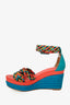 Hermès Multicolor Leather Platform Printed Espadrilles Size 36