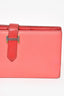 Hermes Pink Leather Bearn Wallet