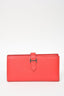 Hermes Red Leather Kelly Bearn 'H' Wallet