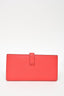 Hermes Red Leather Kelly Bearn 'H' Wallet