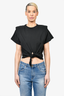 Isabel Marant Black Cotton Shoulder Padded T-Shirt Size M